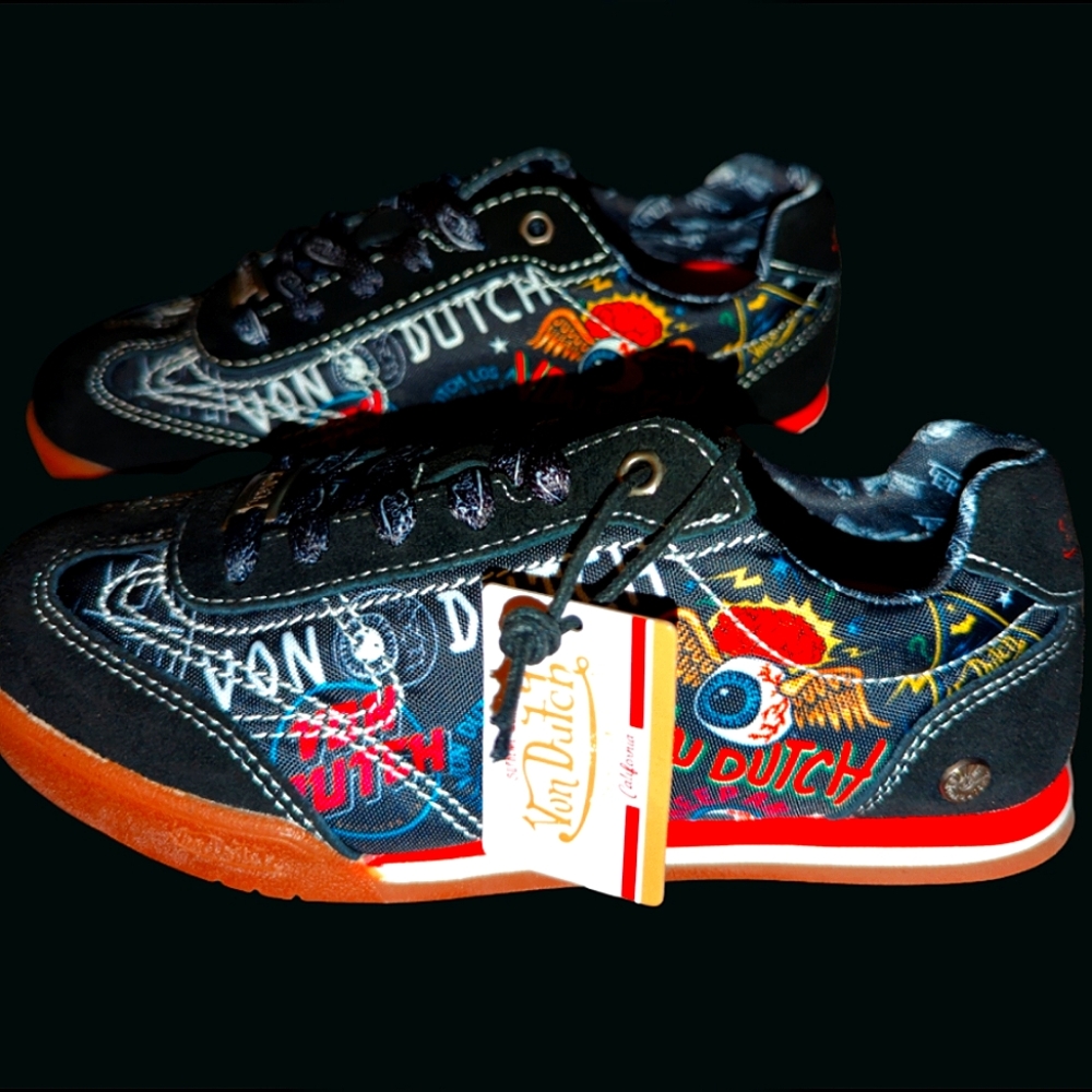RARE Kids Von Dutch Sneakers Vintage Eyeball Art Retro Style Gift NIB NWT 3